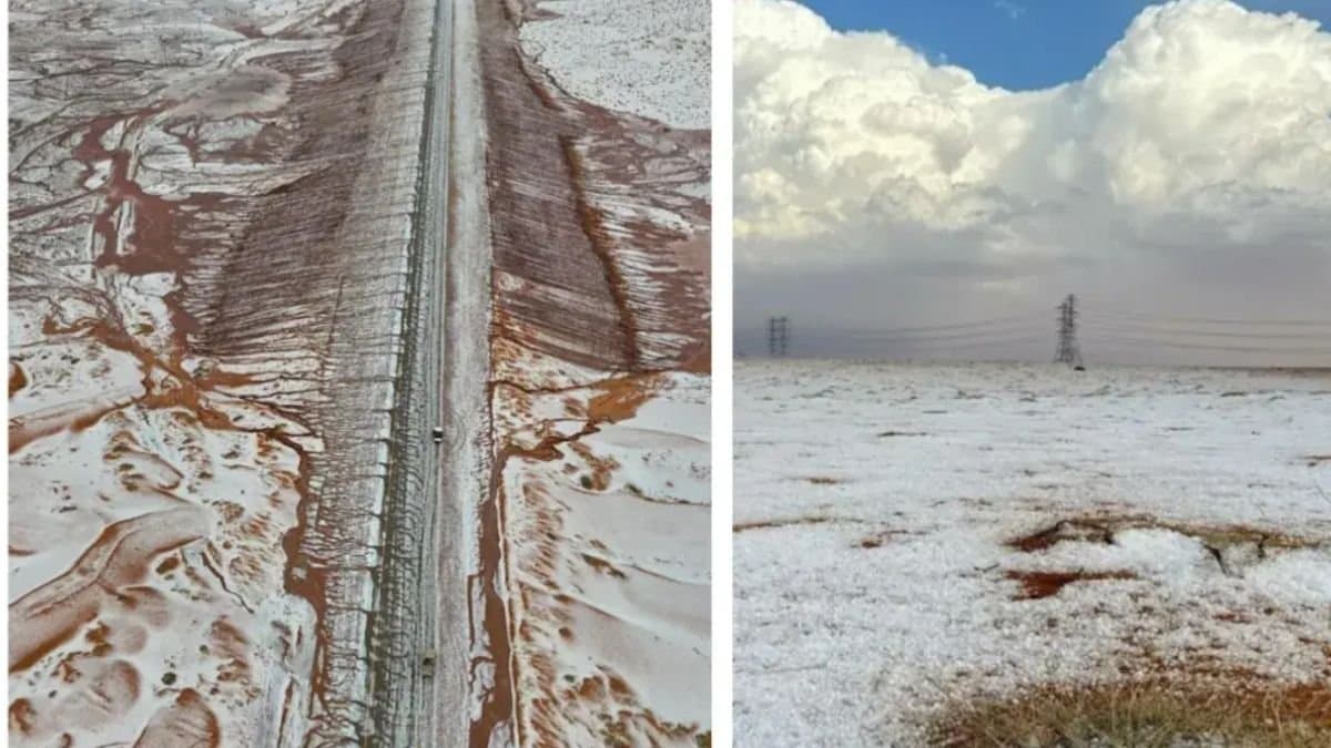 Saudi Arabia's Al-Jawf region experienced snowfall gnr 