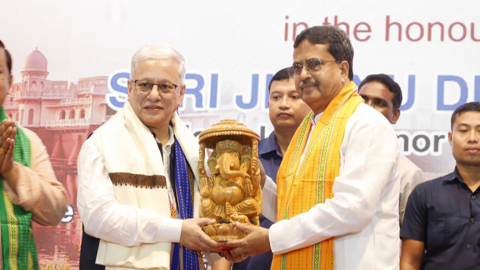 Tripura CM manik saha felicitated Telangana governor 