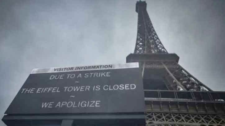 Strike at the Eiffel Tower closes one of the world's most popular monuments to visitors