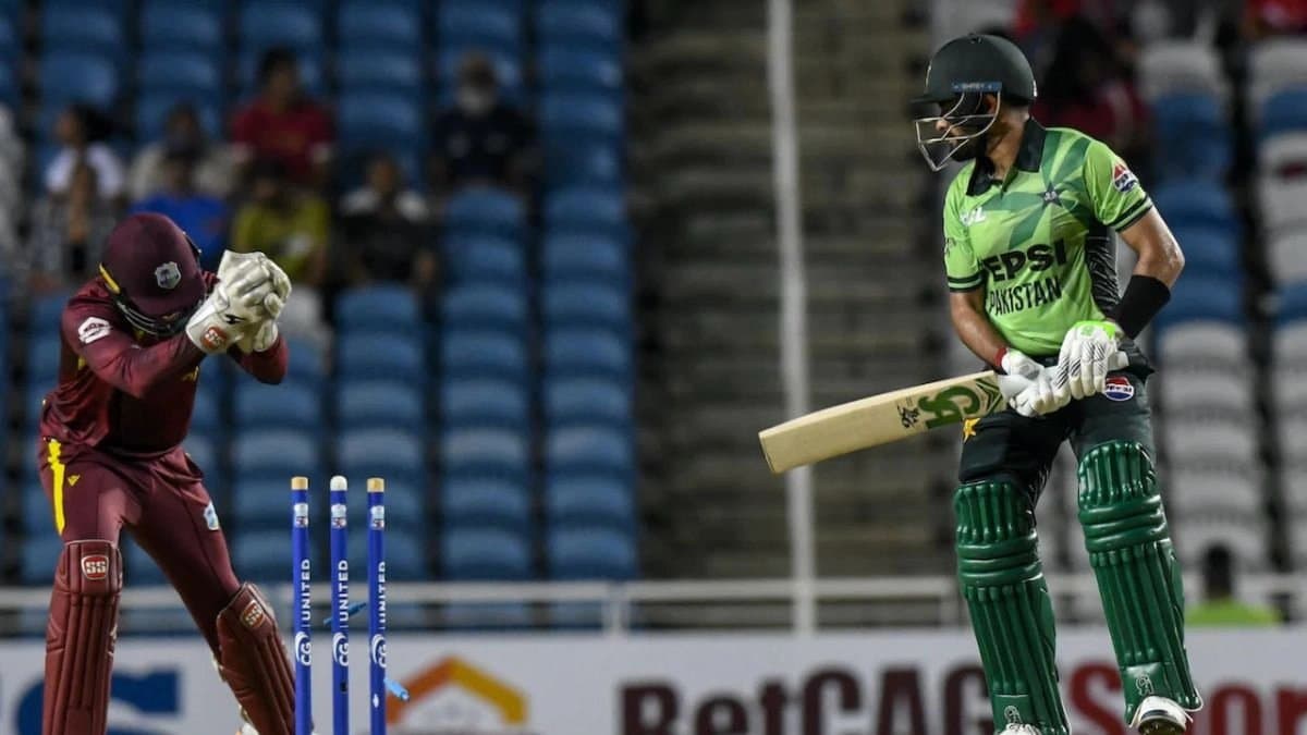 Missed century by 100 runs Babar Azam trolled after duck  vs West Indies