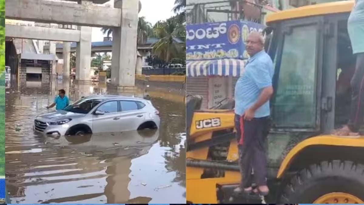 Bengaluru MLA visits waterlogged area on bulldozer 