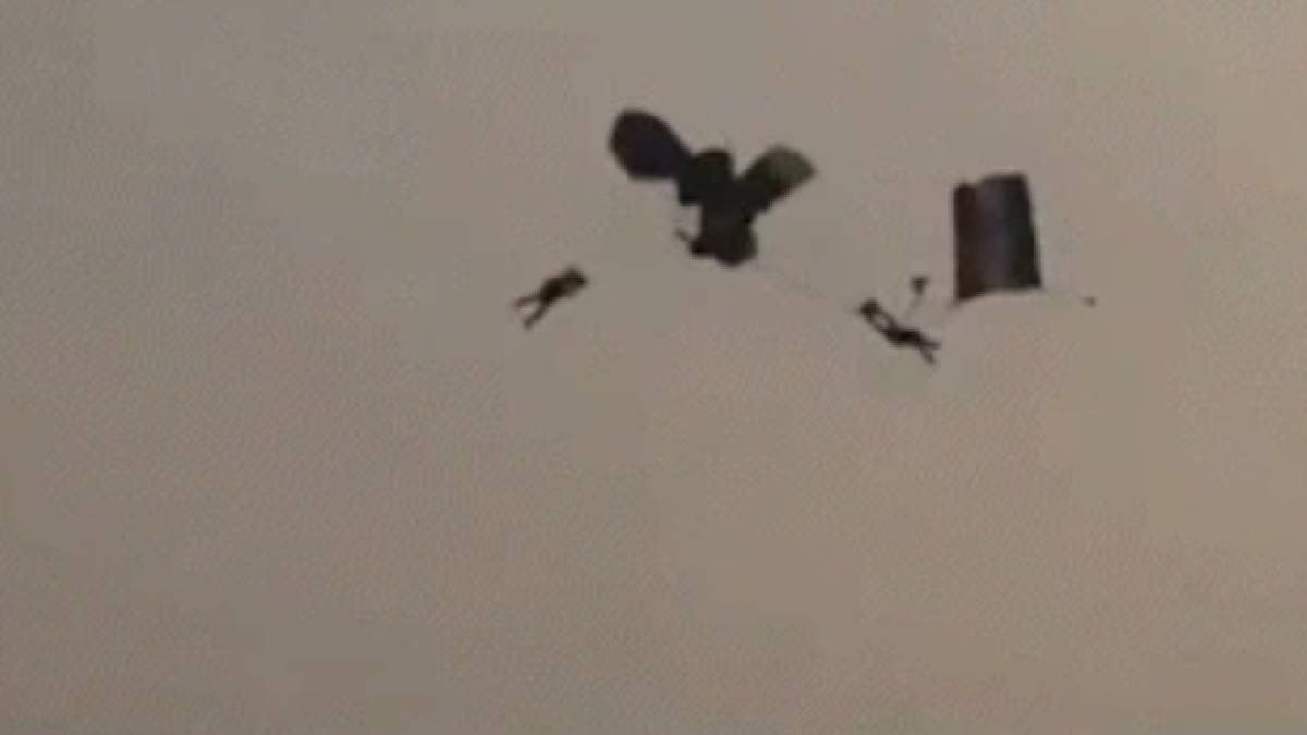 Navy skydivers narrow escape after parachutes entangle midair rama krishna beach in visakhapatnam