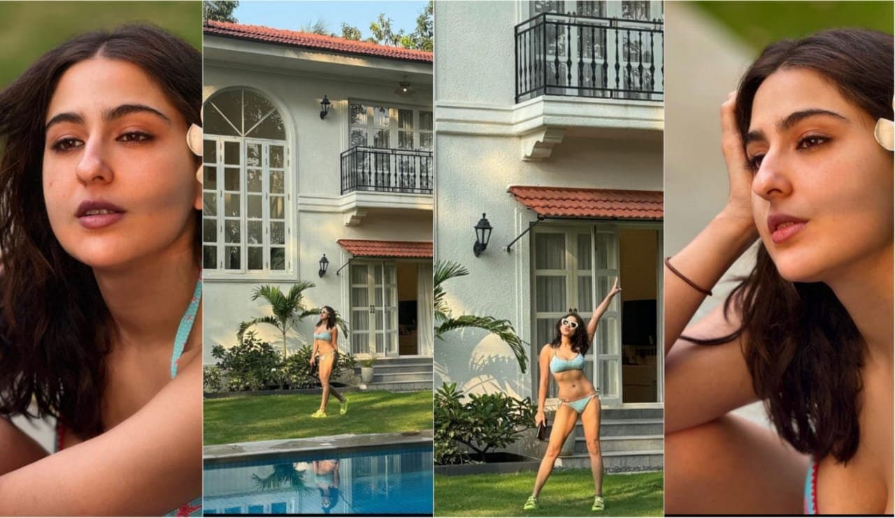 Sara Ali Khan: খোলা চুলে সাদা ফুল, নীল বিকিনিতে আনমনা সারা