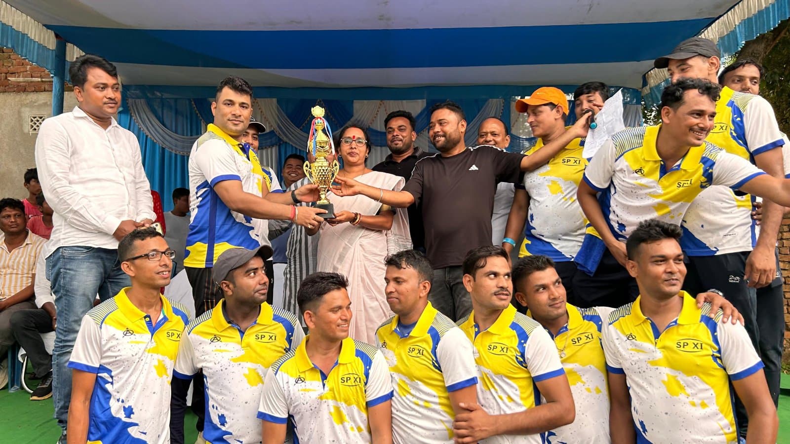 Police 11 and journalist 11 face off in a cricket match in purulia