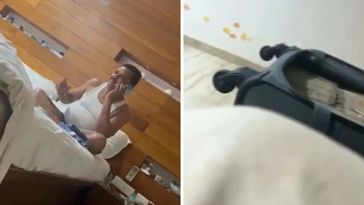 Maharashtra minister Sanjay Shirsat seen smoking with bag full of cash next to him see the viral video