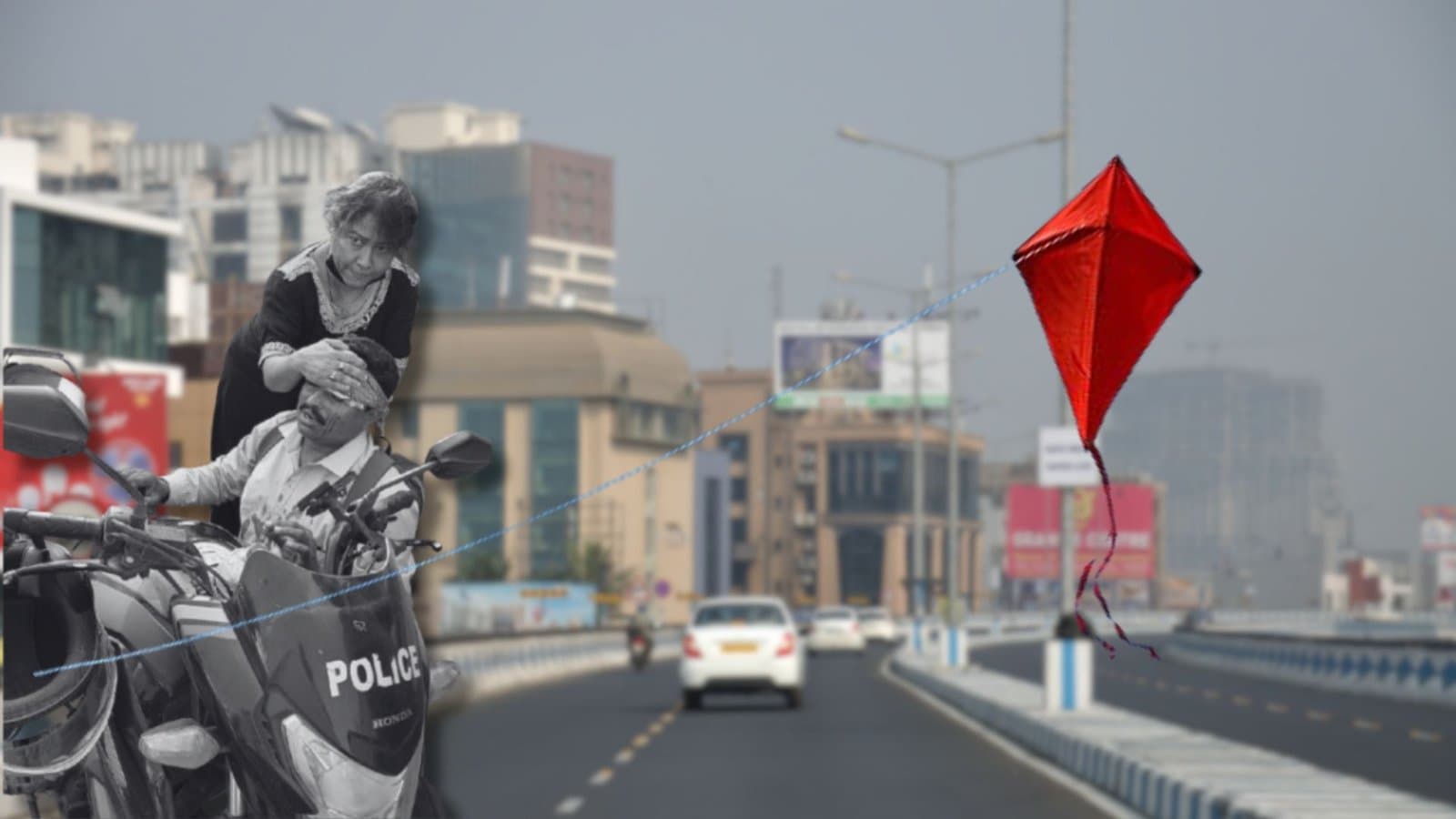 মা উড়ালপুলে চিনা মাঞ্জার দৌরাত্ম্য, রক্তাক্ত পুলিশকর্মী