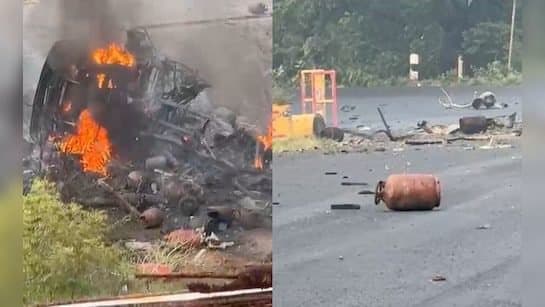 Truck With Gas Cylinders Overturns In Tamil Nadu Triggers Explosions