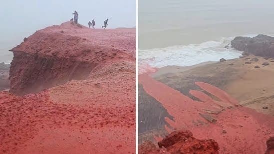 Bizarre Blood Rain Beach Turns Bright Red in Iran