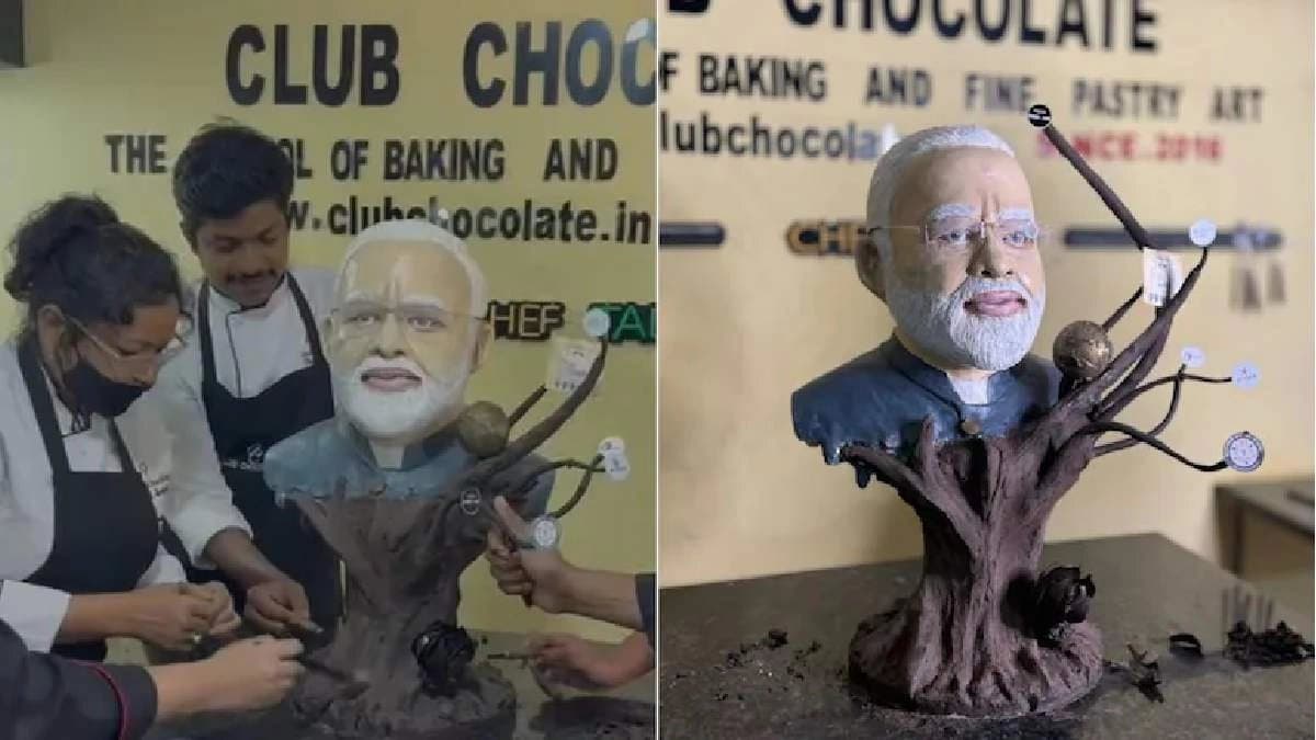  70 kg Chocolate Sculpture Of PM Modi Made By Students In Odisha