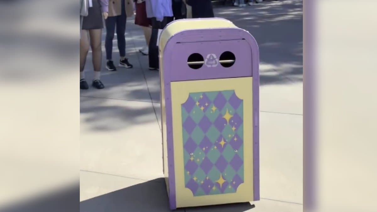 A talking wastebin looking like a kid crying for attention at Disneyland viral