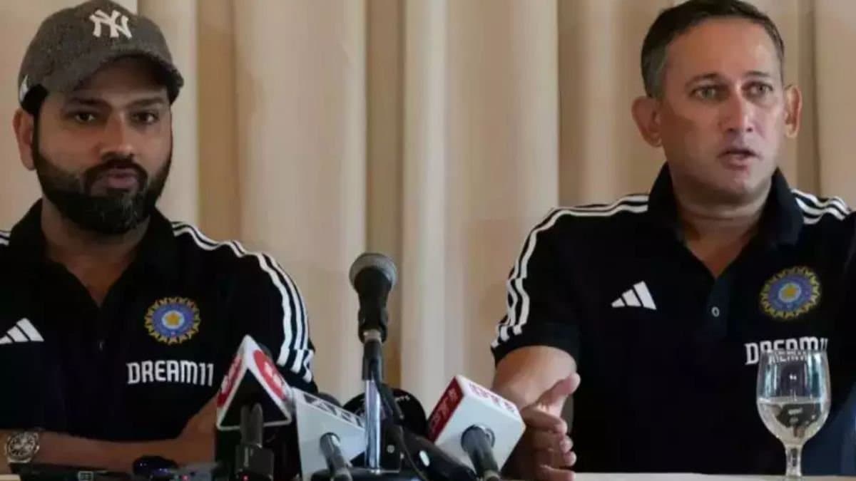 Rohit Sharma caught in a viral video discussing family matters with Ajit Agarkar during a delay in the ICC Champions Trophy 2025 squad announcement spt 