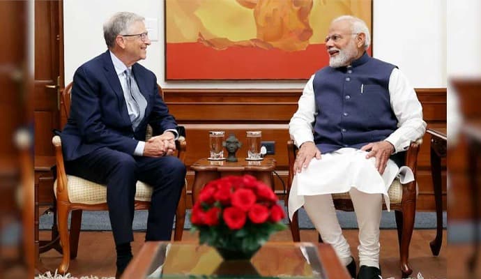 AI: কৃত্রিম বুদ্ধিমত্তা নিয়ে মুখোমুখি নরেন্দ্র মোদি-বিল গেটস