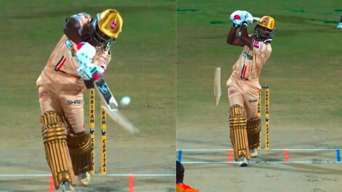 TNPL stars bat breaks into two and hits bowler 