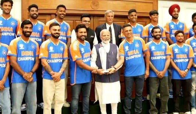 PM Modi meets team India after World Cup triumph; interacts with Rohit, Kohli and others