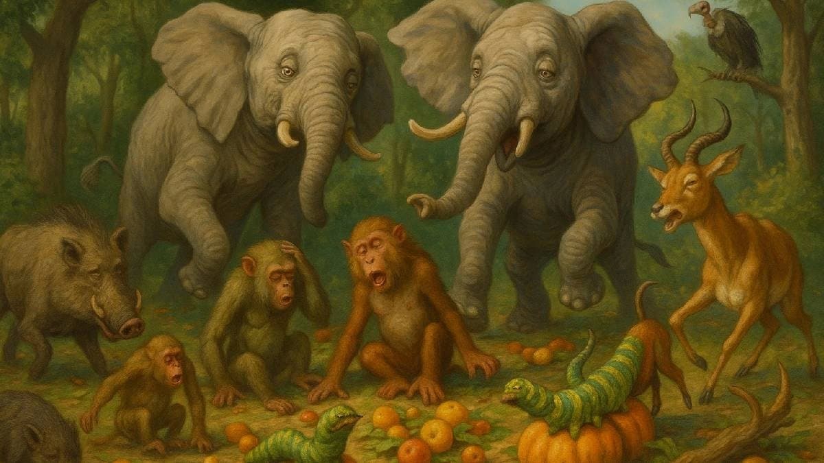 Dizzy wild animals in a forest fest viral video