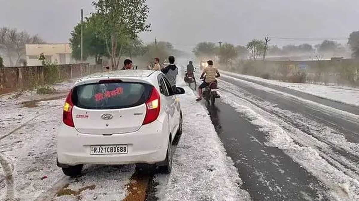 Rajasthan hit by Hailstorm become snow covered Winter Wonderland