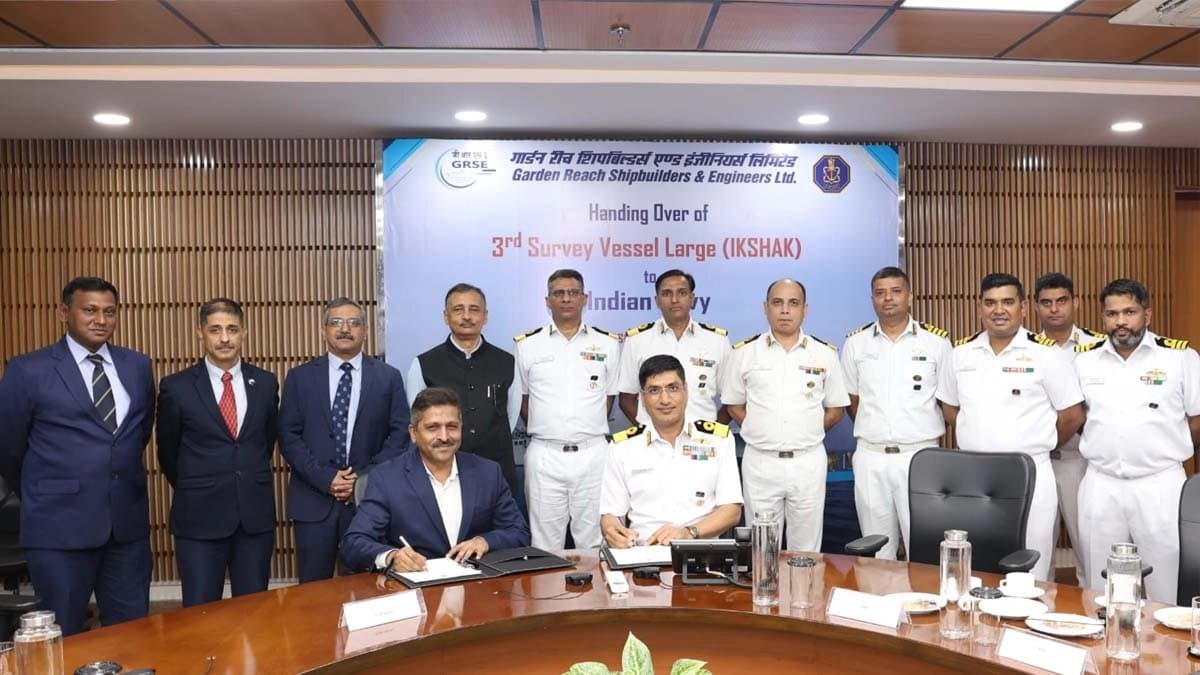 GRSE hands over 113th warship Ikshak to Indian Navy