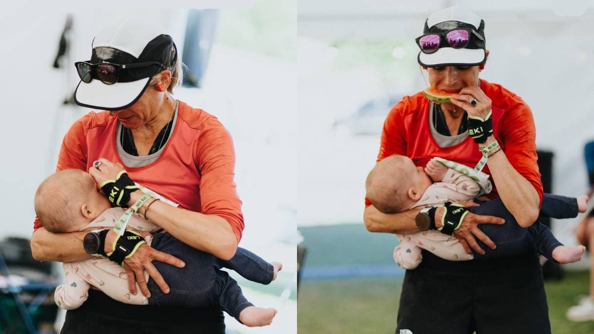 Woman wins marathon while Breastfeeding newborn
