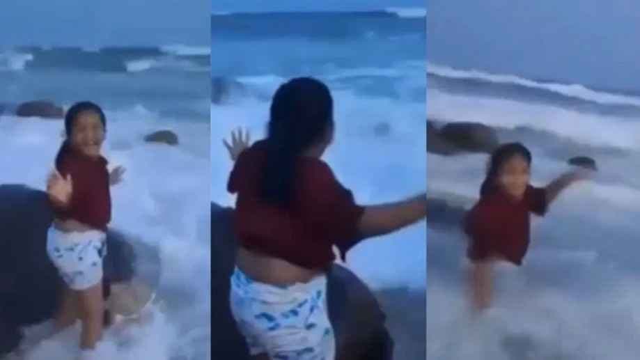 Mother Busy Making Reel on Seashore Strong Waves Swept the Child Away Then This Happened