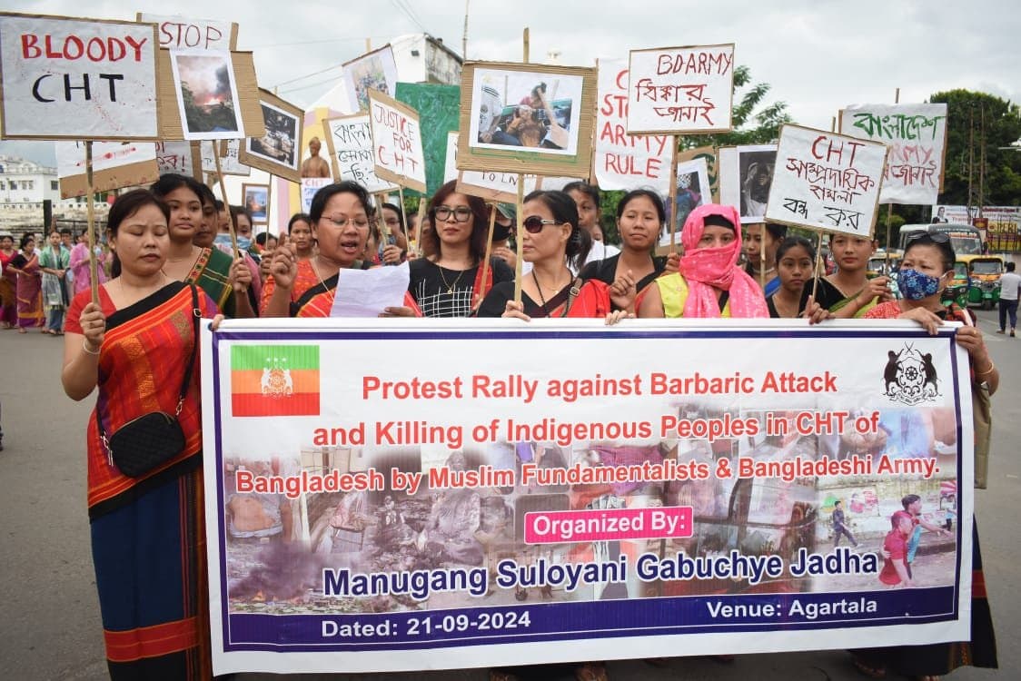 Violent attack in Chittagong Hill Tracts Agartala protest