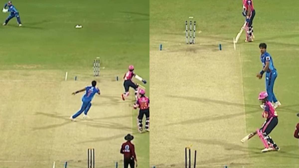 Wicket keeper Hits Stumps on Both Sides In One Throw