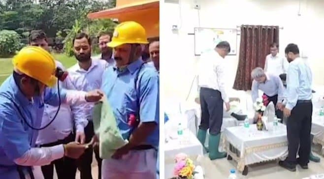 Video shows officer removing Union Minister's shoes adjusting his pyjamas