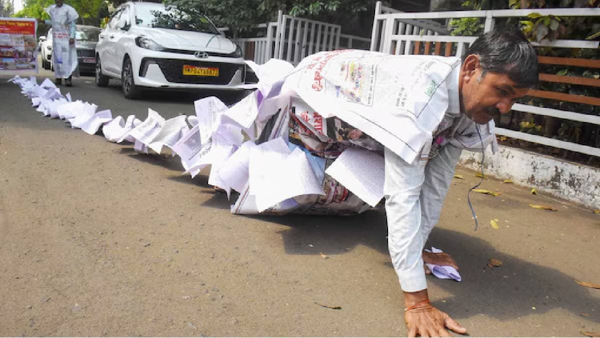 Madhya Pradesh Man crawls to state government office with string of complaints to highlight water woes